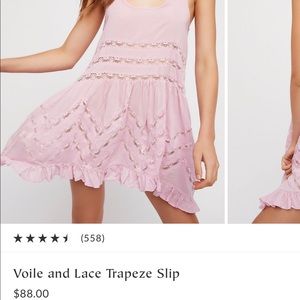 Free People Dress. Voile and Lace Trapeze Slip